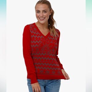 NWT NFL Tampa Bay Buccaneers Womens Ugly Holiday V-Neck Sweater size Large